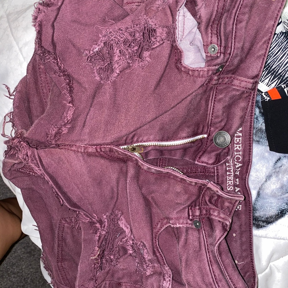 American Eagle Burgundy denim shorts